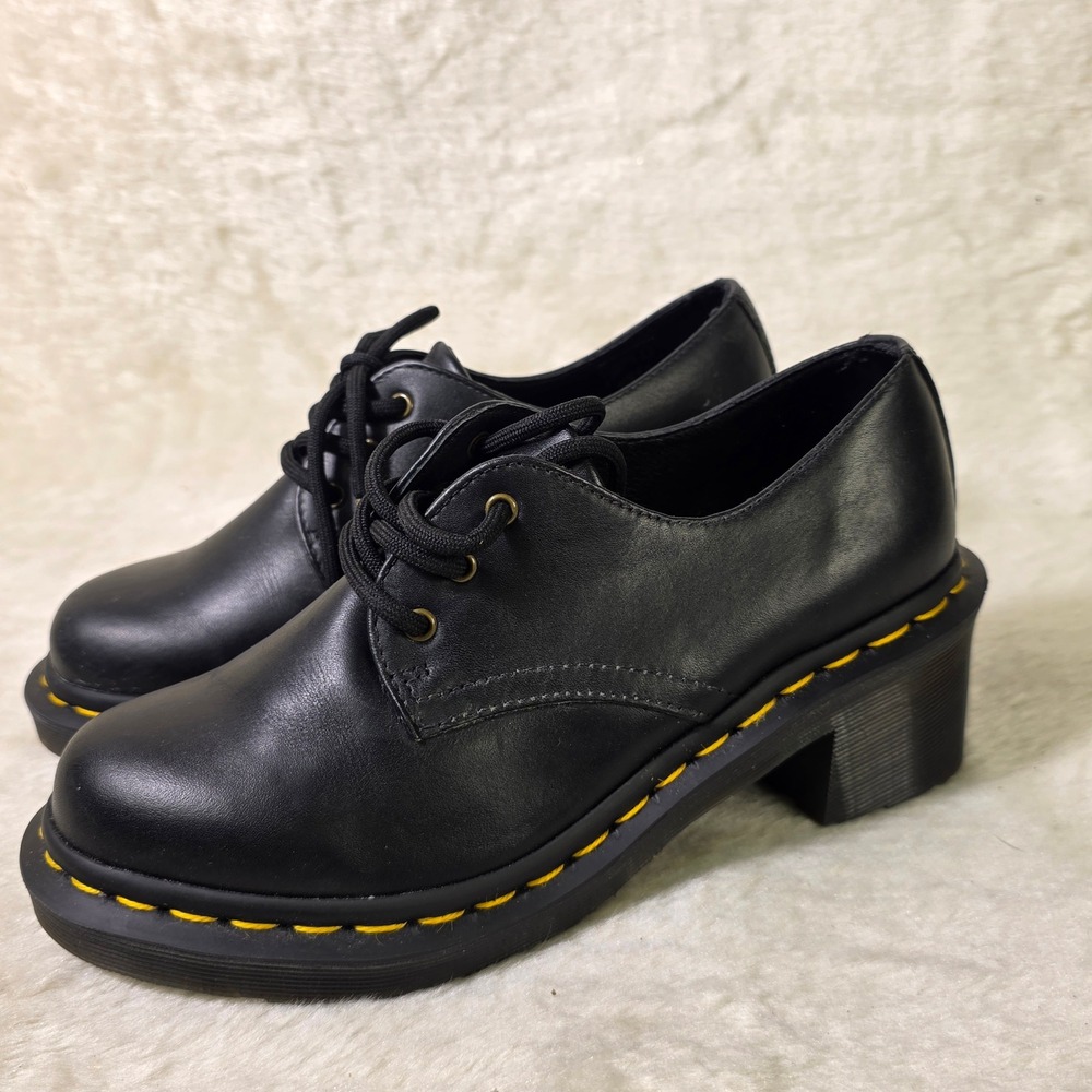 Dr. Martens Amory Heeled Oxford Shoes Black Wanama Leather 36 Womens 5 Excellent